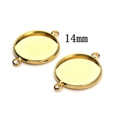 10PCS Gold Tone Stainless Steel Round Cabochon Tray Connector Fit 14mm LST06