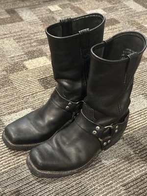 Mens Double H Black Leather Motorcycle Harness Biker Boots Square Toe Double H® Men main image 4
