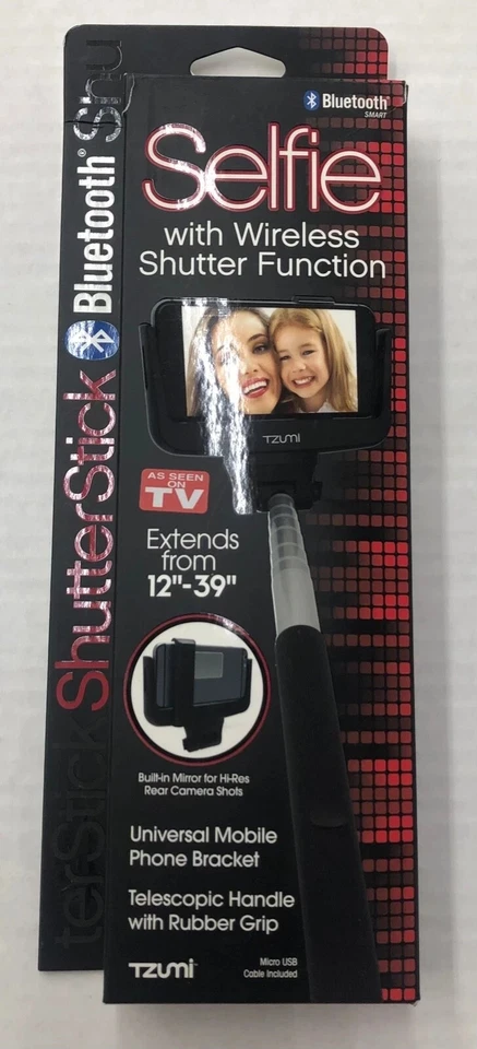 Tzumi Shutter Selfie Stick Bluetooth 12"-39" Bluetooth Wireless (3678 B) - Image 3 of 4