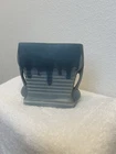 Vintage Roseville Pottery Blue Planter Vase Ribbed Art Deco Handles Matte Glaze