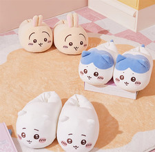 Cartoon Chiikawa Hachiware Usagi Thick Slippers Warm Shoes Plush Non-slip Indoor
