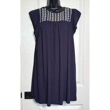 L Love Women's Blue Embroidered Sleeveless Casual Mini Dress Size L