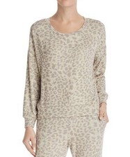 148 SUNDRY Leopard Print Sweatshirt Gray Crewneck Slouchy Pullover Cozy 1 / S