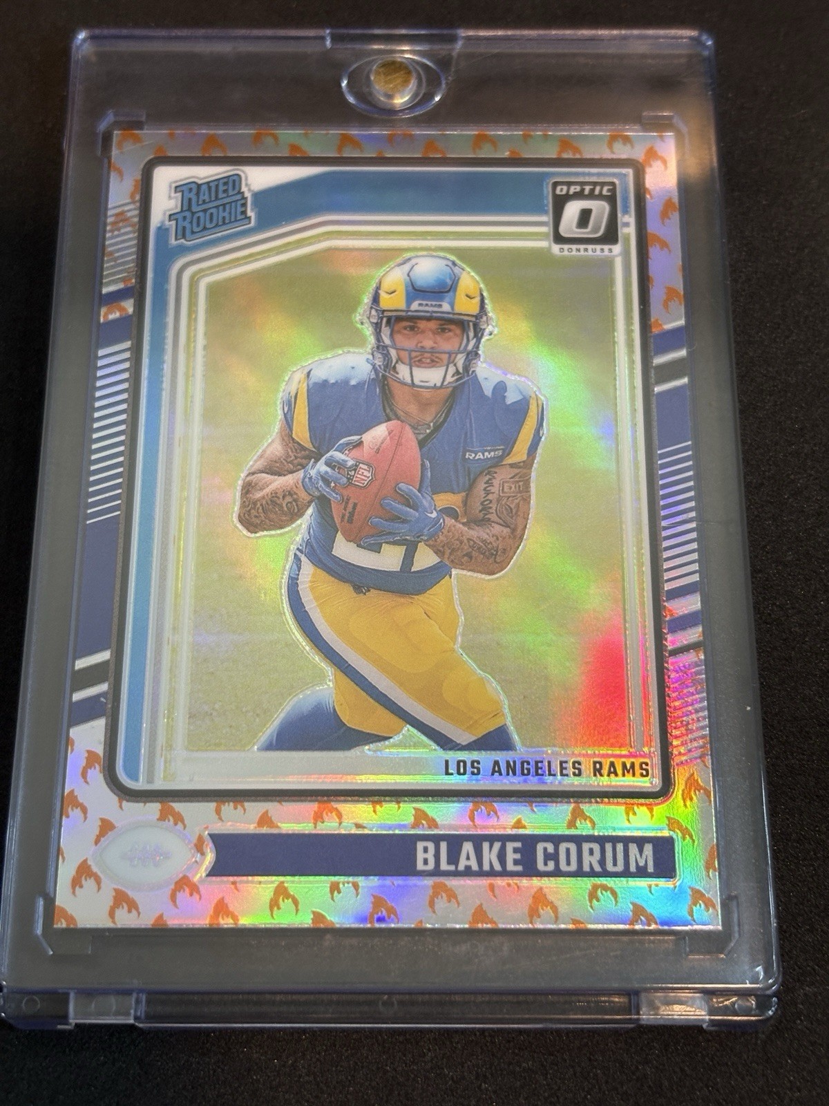 2024 Panini Donruss Optic - Rated Rookie Blake Corum #208 Fire Prizm (RC)
