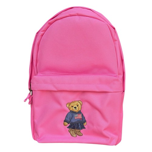 Polo Ralph Lauren Backpack Full Size Laptop Unisex Pink Bear School Bag Canvas