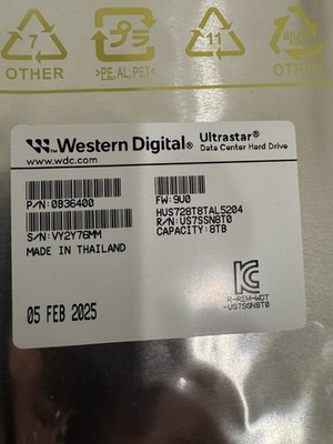 new WD HUS728T8TAL5204 SAS 8TB Ultrastar DC HC320 0B36400 12Gb/s 7.2K RPM 256M