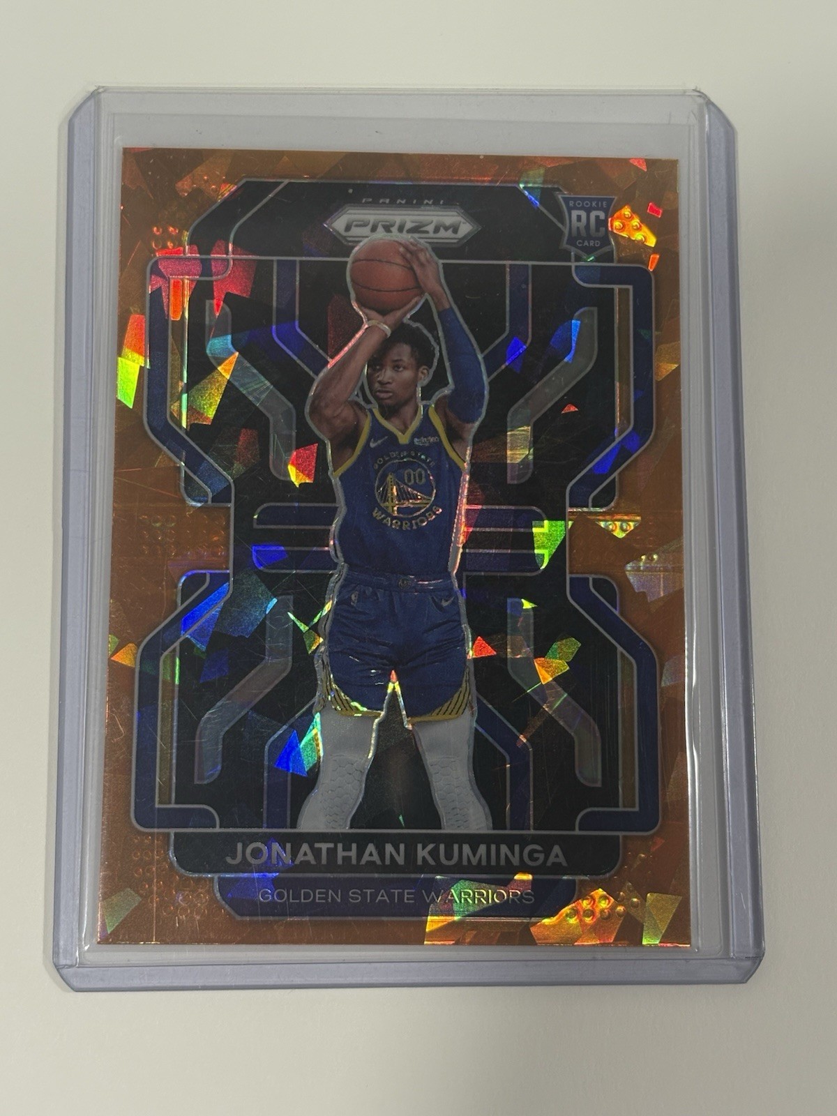 2021-22 Panini Prizm Jonathan Kuminga #307 Rookie RC Orange Cracked Ice Warriors
