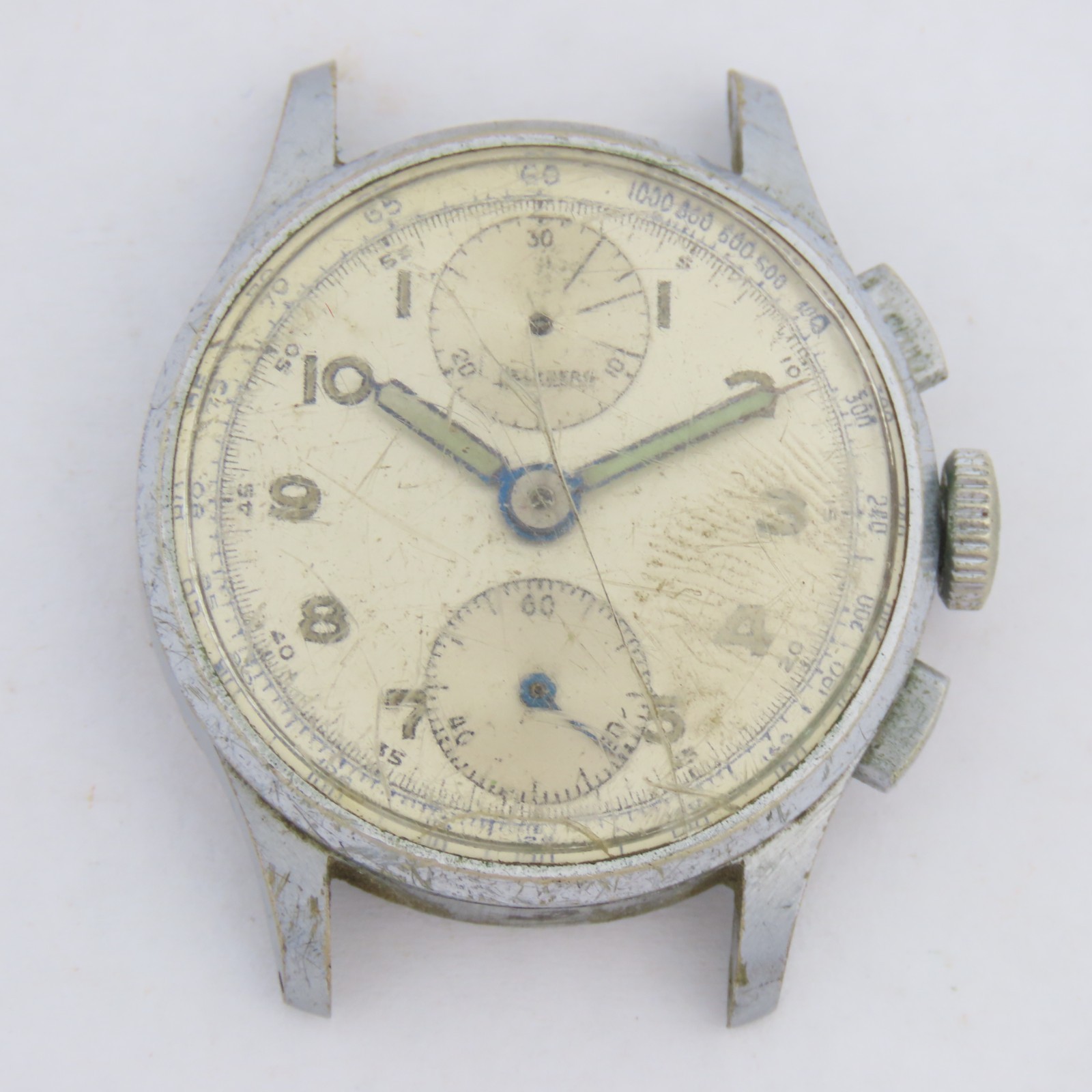 Swiss Valjoux 77 Vintage Mechanical 2 Register Stainless-steel Wristwatch