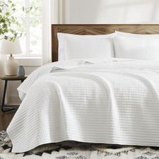 White Quilt Set Queen Size-3 Pieces Lightweight Bedspreads Summer Coverlet for A