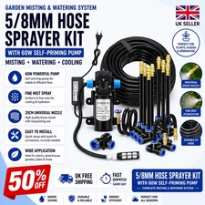 Drip Irrigation System Kit 10-25M Garden Misting Hose Cooling 60W Pump UK