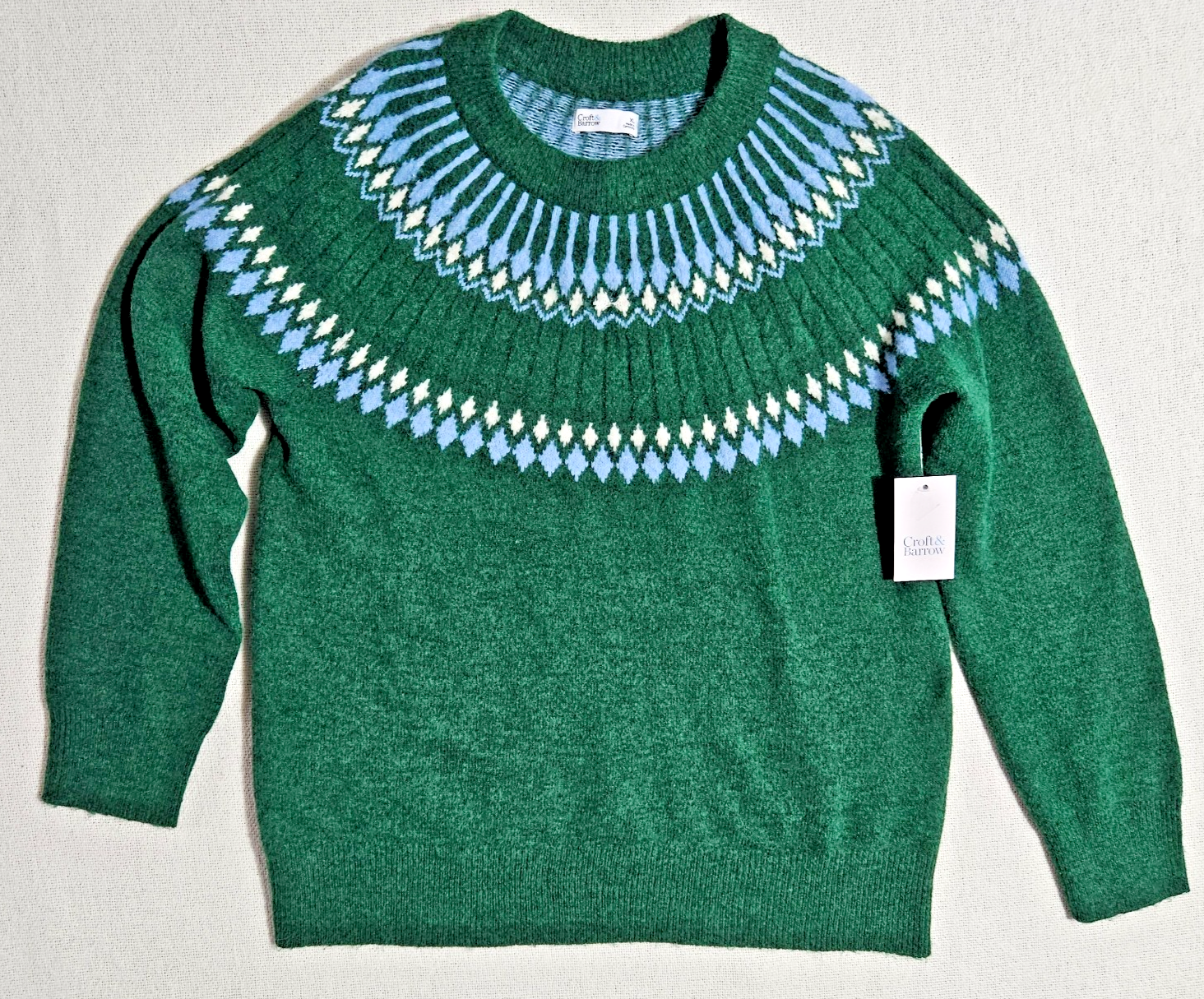 Sweater Green & Blue Long Sleeve Soft Women's XL By Croft And Barrow MSRP 34.99-image