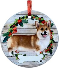 Welsh Corgi Ornament - E S Pets, DIY Personalizable, Ceramic Round Ornament