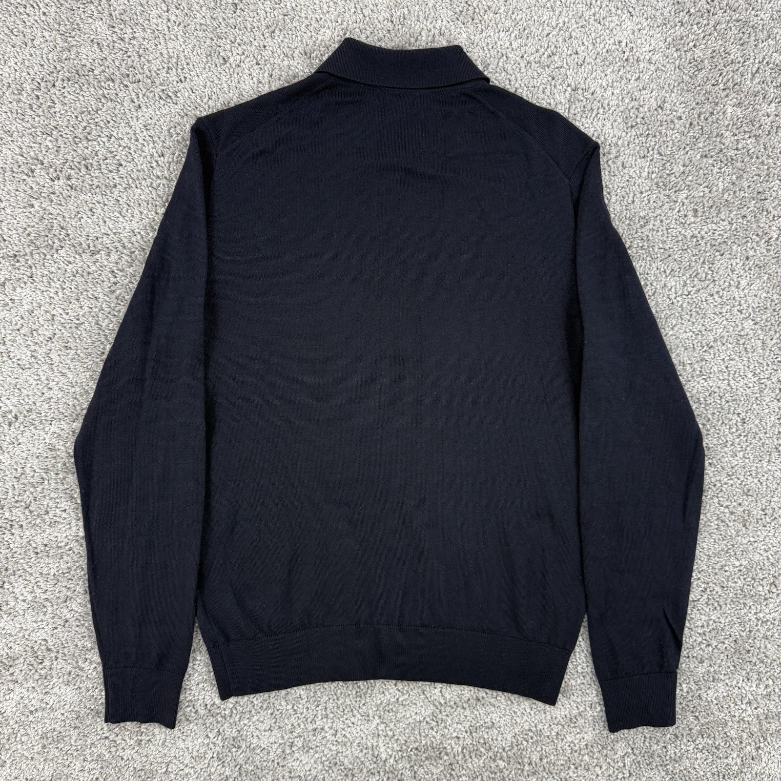 Uniqlo Sweater Polo Men’s XS Navy 100percent Wool Long Sleeve Quiet Luxury Preppy image 7