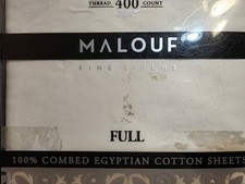 Malouf Full White 400 Thread Egyptian Cotton Sheet Set