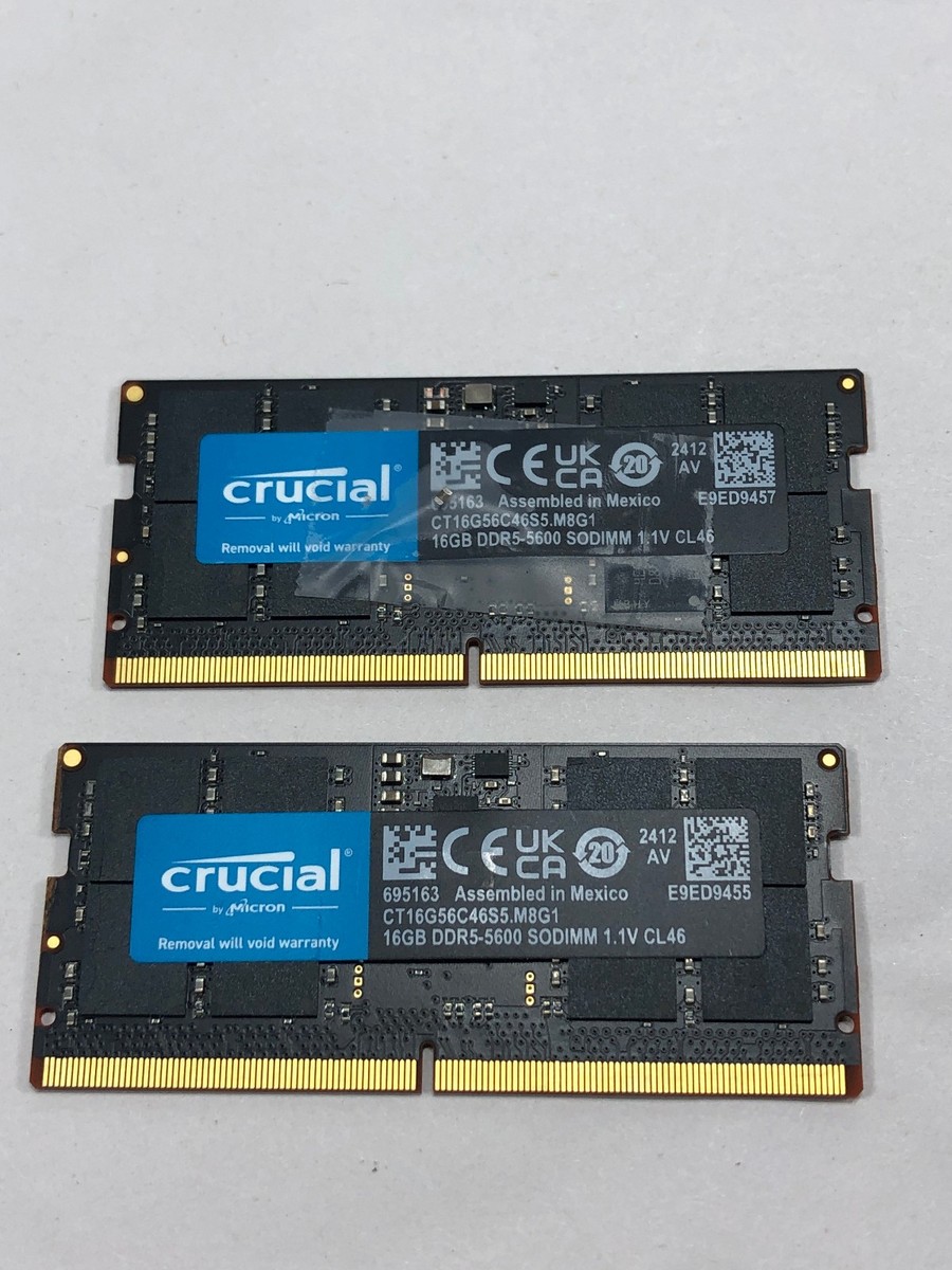 Crucial 32GB DDR5 RAM 5600 (2x16) SODIMM CT2K16G56C46S5 Laptop
