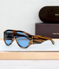 Tom Ford Bronson TF1044 60 12-140 Unisex Sunglasses Havana Frame Blue Lens