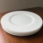VTG Westmoreland White Milk Glass Pearl Beaded Edge 10.5" Dinner Plate Set of 3