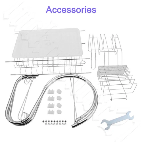 2 tier Dish Drying Rack Drainer Cup Plate Holder Cutlery Tray Kitchen Organizer - Picture 3 of 13