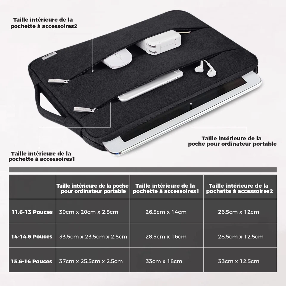 Housse pour Macbook Air Pro M1 M2 11 13 Pouces Pochette PC 11.6 12.9 13.3 Pou... - Photo 2/4