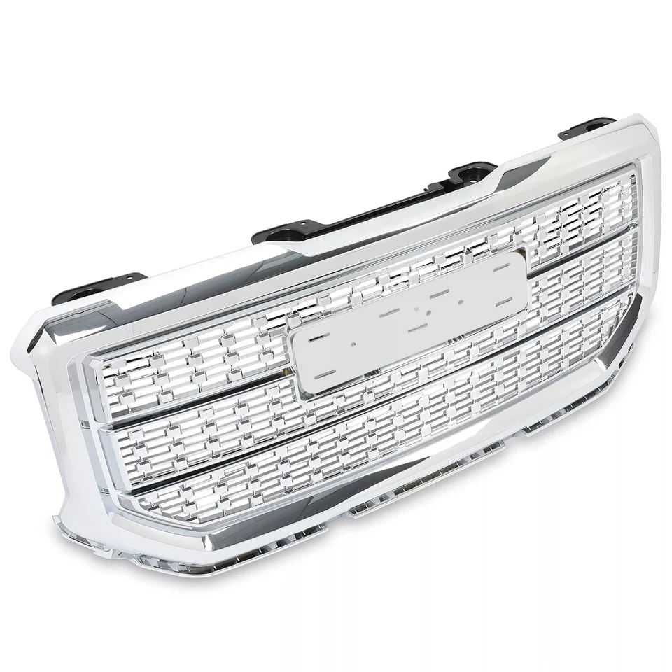 Front Upper Chrome Mesh Grill Fits 2016-2018 GMC Sierra 1500 Grille Denali Style - Image 2 of 4