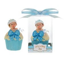 Mega Favors - Baby Boy inside Cupcake with Pacifier Poly Resin - Blue, 12PCS