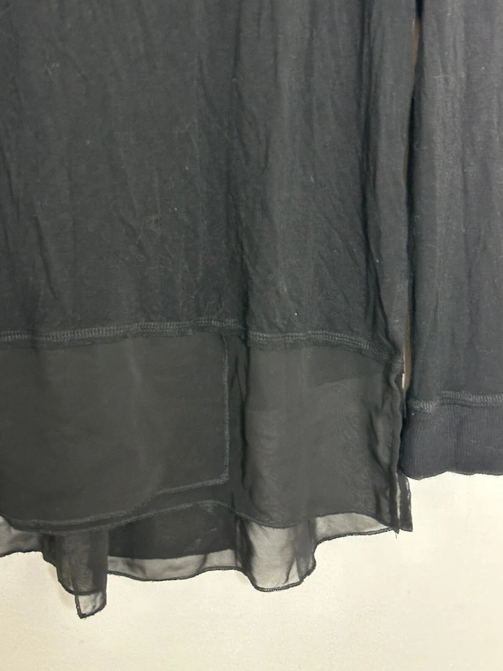 Melissa McCarthy Seven7 Manga Larga Joya Hombro Top Dobladillo Transparente Negro Fluido M Foto 3 de 4