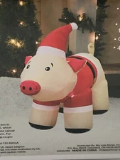 Christmas Winter Wonder Lane Inflatable Santa Pig