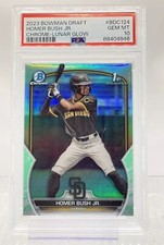 HOMER BUSH JR. 2023 BOWMAN CHROME DRAFT 1ST LUNAR GLOW PADRES PSA 10