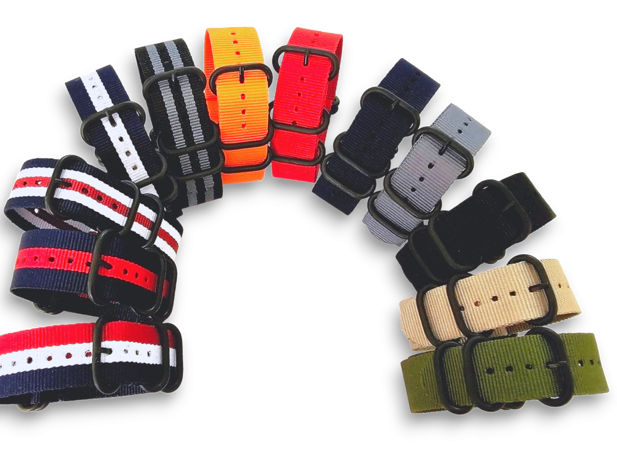 NATO Watch Strap Band Zulu Black PVD Buckle Nylon Zulu One Piece