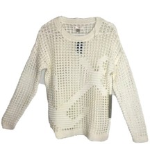 Kenar - Suéter Tipo Túnica Para Mujer, Blanco, Tejido De Crochet Abierto.(11)