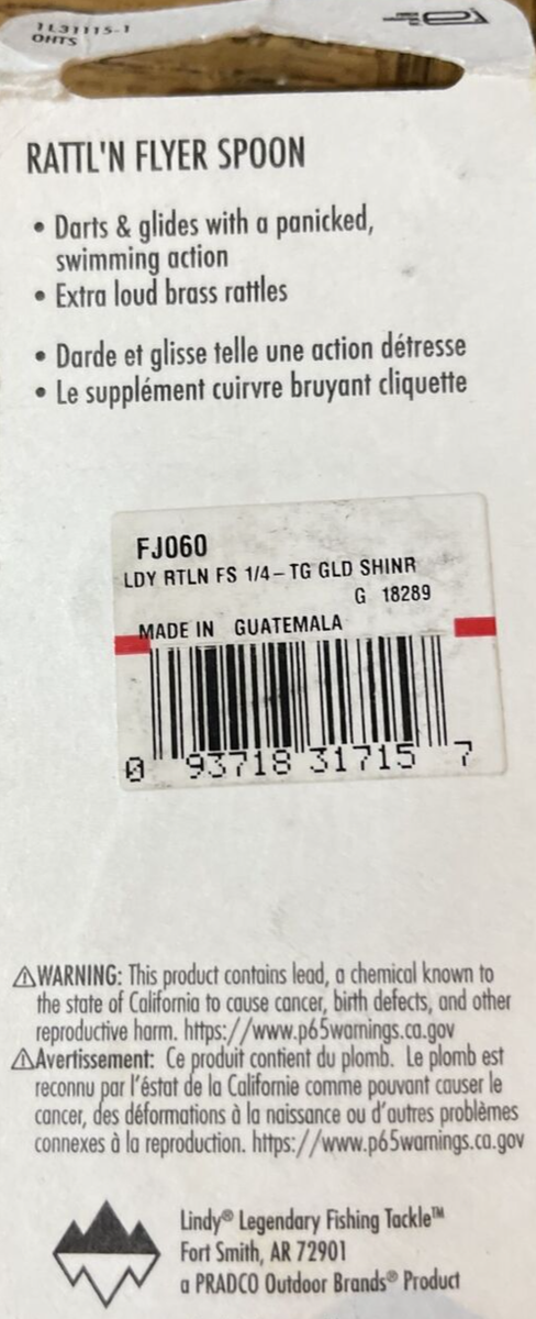 Lindy FJ060 Rattl'n Flyer Spoon Hook Size 1/4-Brand New-SHIPS N 24