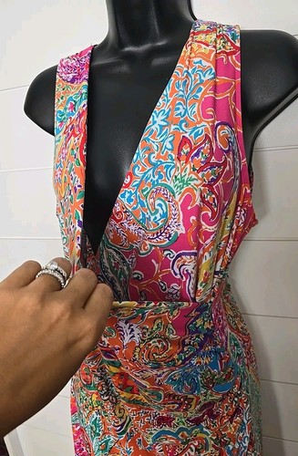 Lauren Ralph Lauren Ruched Side Multi Color, Printed Dress-Size M - Picture 9 of 9