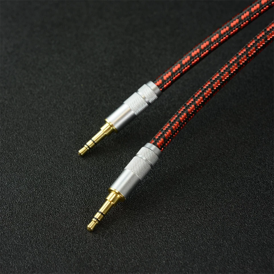 High Quality 3.5mm Aux Auxiliary Audio Cable for Headphones Car/Home Stereos Red - Image 2 of 4