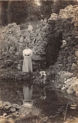 J70/ Walworth Wisconsin RPPC Postcard c1910 Pretty Woman Reflection 421