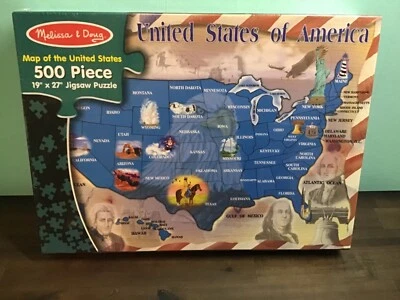Melissa & Doug, Map Of The United States, 500 Piece Puzzle NEW - Image 1 of 4