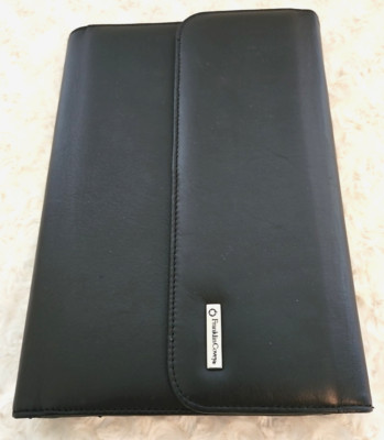 Franklin Covey 10 x7  Black Leather Note Pad Port Folio Notebook Cover Book FLAW