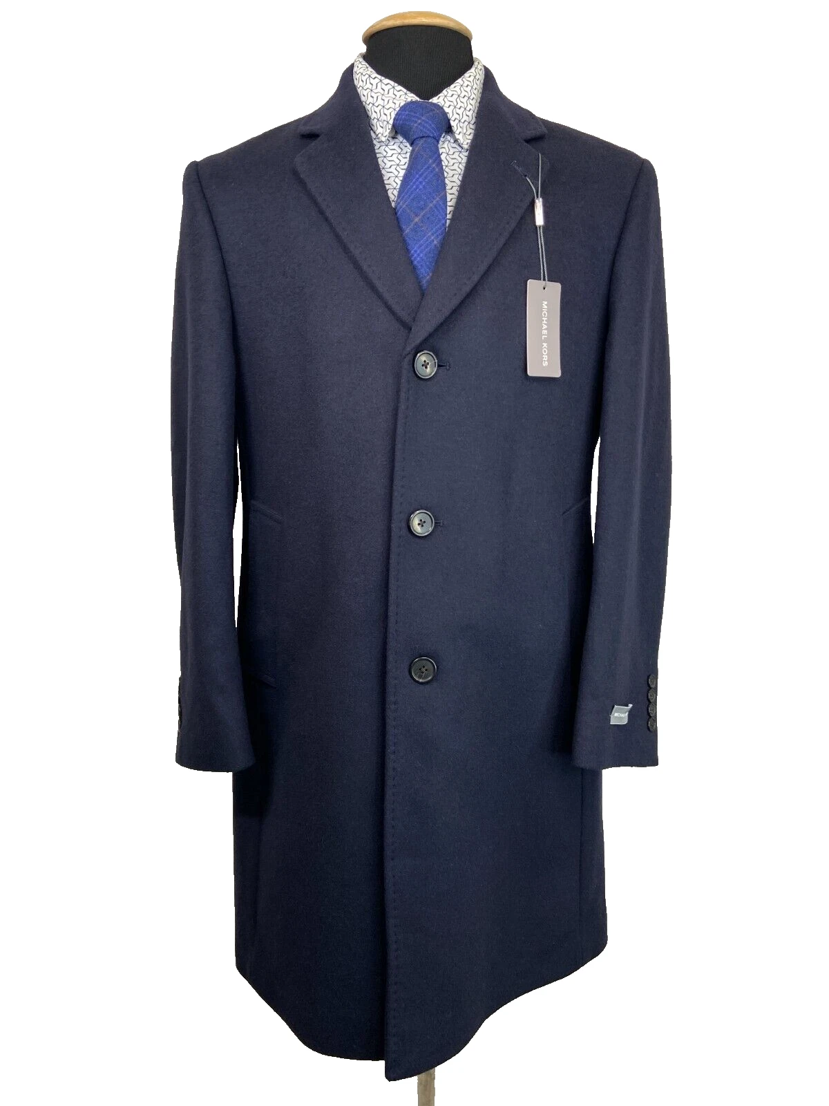 NUOVO MICHAEL KORS giacca trench uomo blu navy LANA CASHMERE TAGLIA '38S'