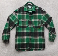 Urban Outfitters Men Jacket Small Green Plaid Wool Long Sleeve Heavy Shacket