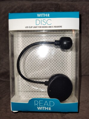 WITHit Disc LED Clip Reading Light for Books & E-Readers (Black)
