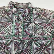 VINTAGE Reyn Spooner XL Hawaiian Tribal PULLOVER Made in Hawaii Aloha Shirt Rare