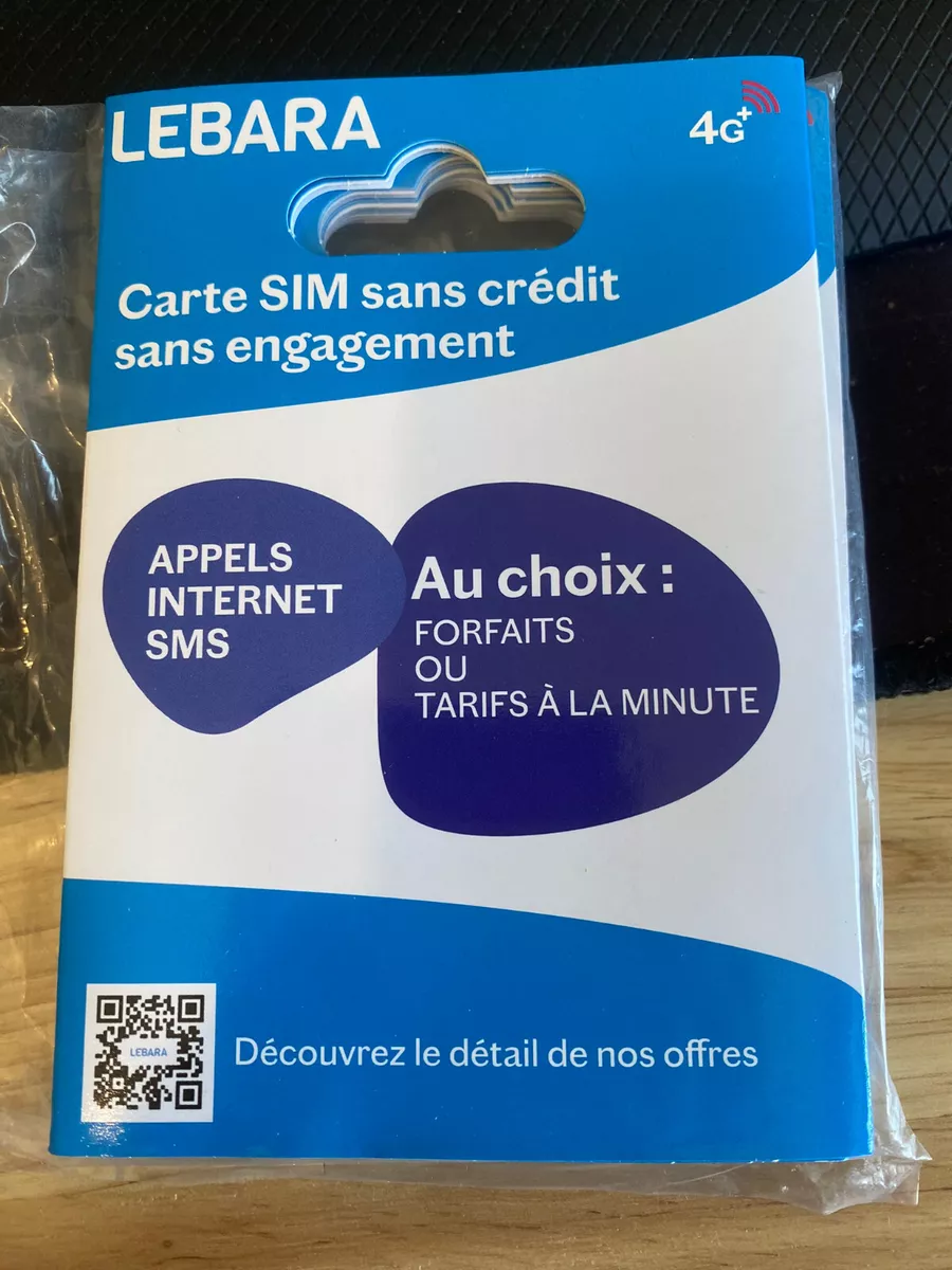 Carte sim prépayée lebara mobile 4G 7,5€ de credit inclus(reseau