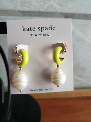 kate spade - Candy Drops - Pearl Drop Huggies - Neon Yellow -NWT - $68  A24