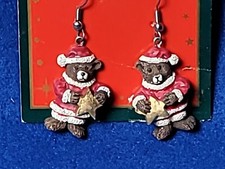 Teddy Bear Santa Earrings