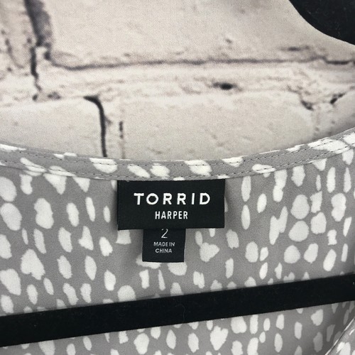 Torrid Top Womens 2X Gray V-Neck Short Sleeve Lightweight Harper Casual Blouse - 第 2/13 張圖片