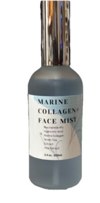 Marine Collagen Face Toner Mist-4 Oz Glass Spray Bottle , With Green Tea Extract
