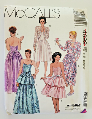 90s McCalls Sew Pattern 4692 Misses Lined Bolero Formal Gown Dress 8-10-12  UC | eBay