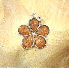 20mm Solid 925 Sterling Silver Genuine Koa Wood Hawaiian Plumeria Flower Pendant