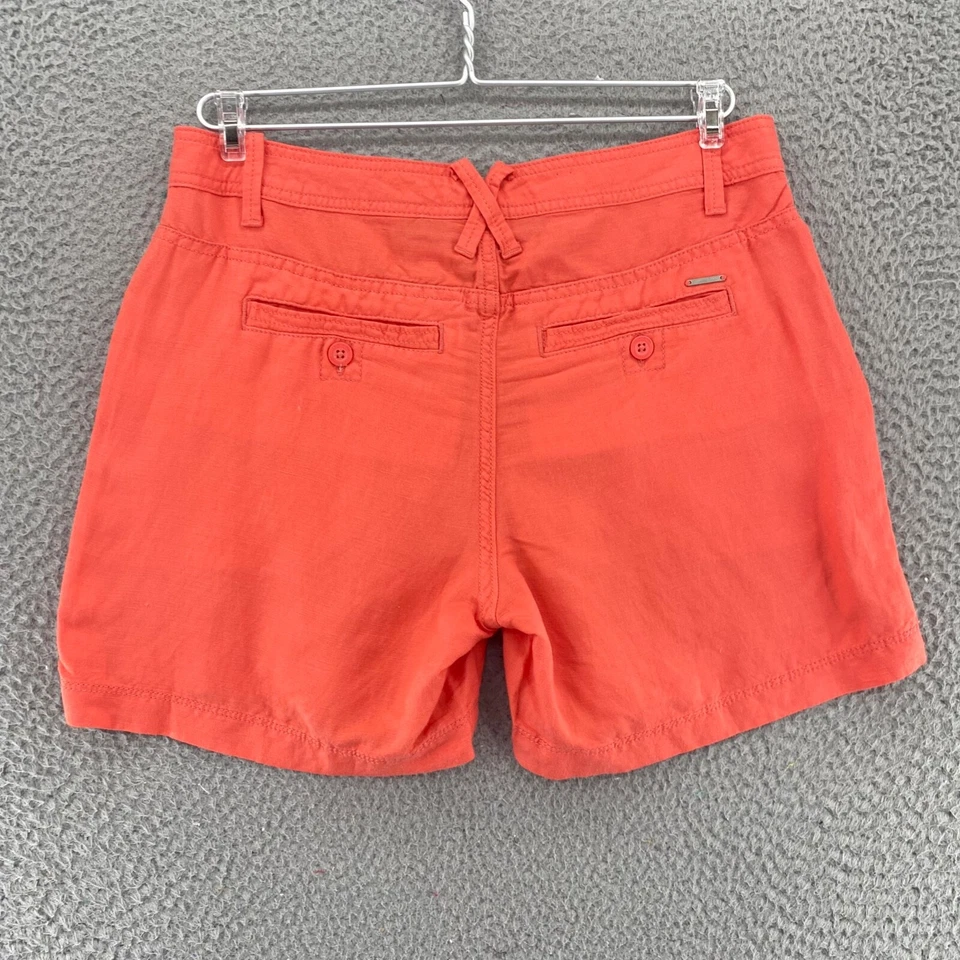 Pantalones Cortos Calvin Klein Para Mujer 4 Coral Mezcla de Lino Bolsillos Utilitarios Chino Todos los Días Foto 3 de 4