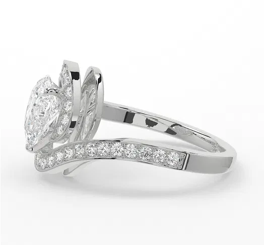 14K White Gold IGI GIA Certified Lab Grown Diamond Wedding Ring 1.35 Ct Pear Cut - Image 2 of 4