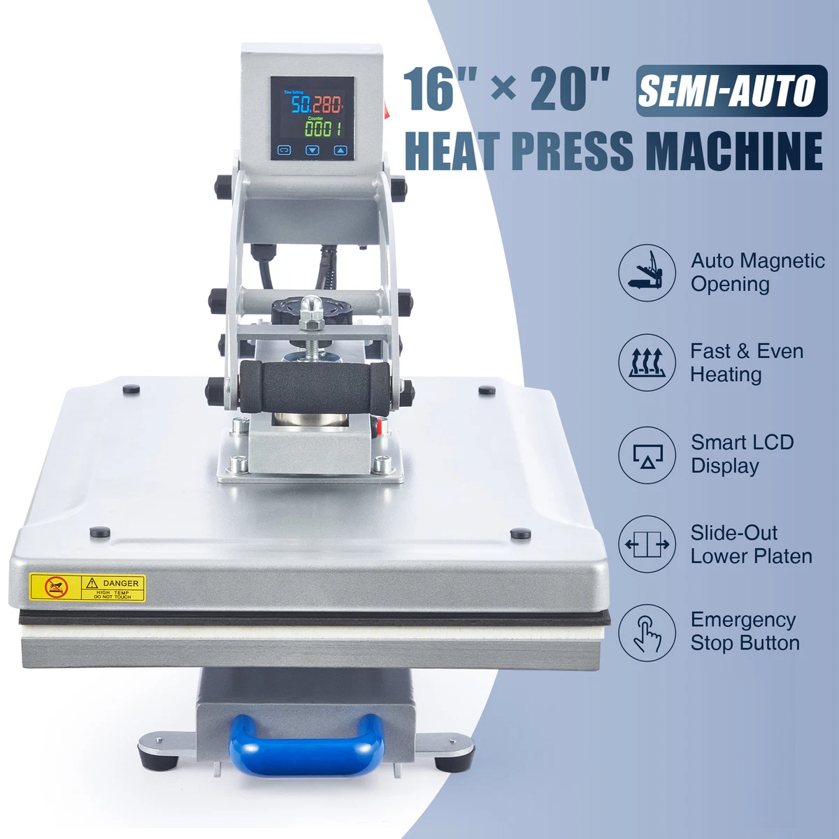 Cascadia Pro Heat Press, Flat Press with Auto-Open Feature